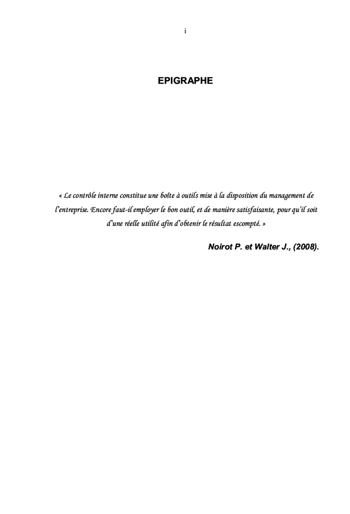 Evaluation des Systèmes de Contrôle Interne et de Gestion des Risques