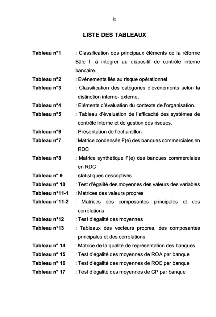 Evaluation des Systèmes de Contrôle Interne et de Gestion des Risques
