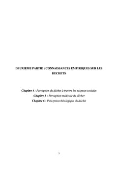 REGARD CROISE SUR LES PERCEPTIONS DU «DECHET»