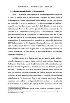 Sommaire de la Politique Fiscale 2023, Mali