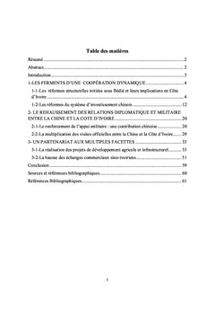 LA CHINE ET LA COTE D'IVOIRE:UN DYNAMISME DES RELATIONS DE 1994 A 1999