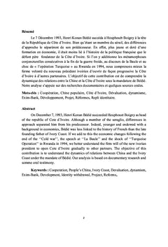 LA CHINE ET LA COTE D'IVOIRE:UN DYNAMISME DES RELATIONS DE 1994 A 1999