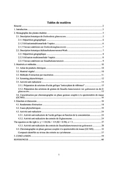 Etude phytochimique, activité anti-radicalaire et composition chimique