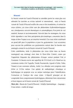 L'eau dans le bassin versant d'Ouzoud