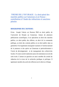 Le droit pénal des marchés publics au Cameroun et en France :