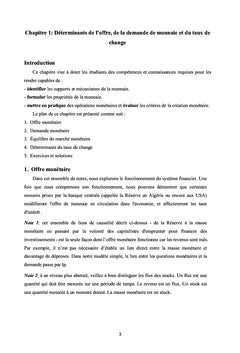 Manuel sur l'Economie Monétaire et Financière : Cours et Exercies