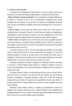 Manuel sur l'Economie Monétaire et Financière : Cours et Exercies