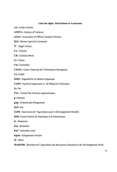 Évaluation agrobromatologique de trois (3) cultures fourragères
