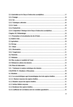 Évaluation agrobromatologique de trois (3) cultures fourragères