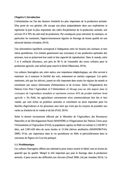 Évaluation agrobromatologique de trois (3) cultures fourragères