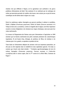 Évaluation agrobromatologique de trois (3) cultures fourragères