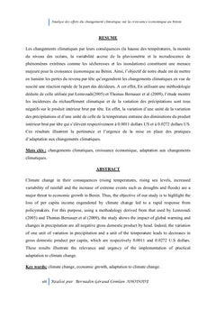 Analyse des effets du changement climatique au Bénin