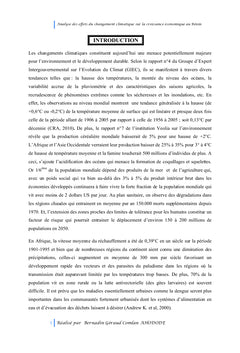 Analyse des effets du changement climatique au Bénin