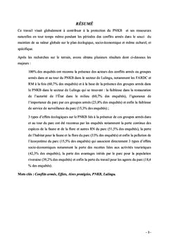 EFFETS DES CONFLITS ARMÉS SUR LES AIRES PROTEGÉES EN RDC