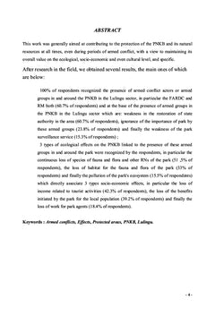EFFETS DES CONFLITS ARMÉS SUR LES AIRES PROTEGÉES EN RDC