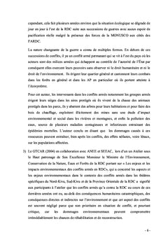 EFFETS DES CONFLITS ARMÉS SUR LES AIRES PROTEGÉES EN RDC