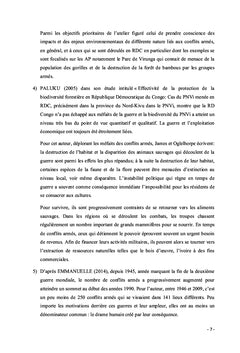 EFFETS DES CONFLITS ARMÉS SUR LES AIRES PROTEGÉES EN RDC