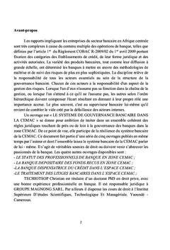 Le système de gouvernance bancaire dans la CEMAC