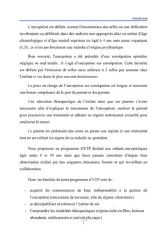 PROGRAMME D'EDUCATION THERAPEUTIQUE D'UN ENFANT ENCOPRETIQUE