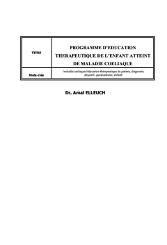 EDUCATION THERAPEUTIQUE DE L'ENFANT ATTEINT DE MALADIE COELIAQUE