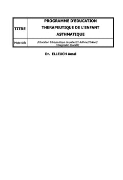 Programme d'éducation thérapeutique de l'enfant asthmatique
