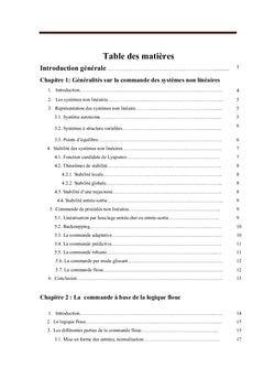 Commande des Systèmes Non Linéaires