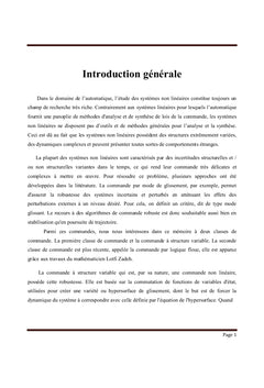 Commande des Systèmes Non Linéaires