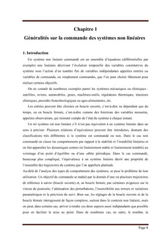 Commande des Systèmes Non Linéaires