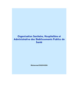 Organisation Sanitaire des Etablissements de Santé en Algérie