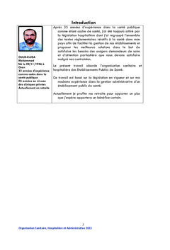 Organisation Sanitaire des Etablissements de Santé en Algérie