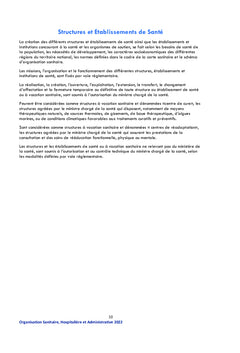 Organisation Sanitaire des Etablissements de Santé en Algérie