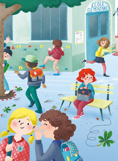 Sur le banc de l'école