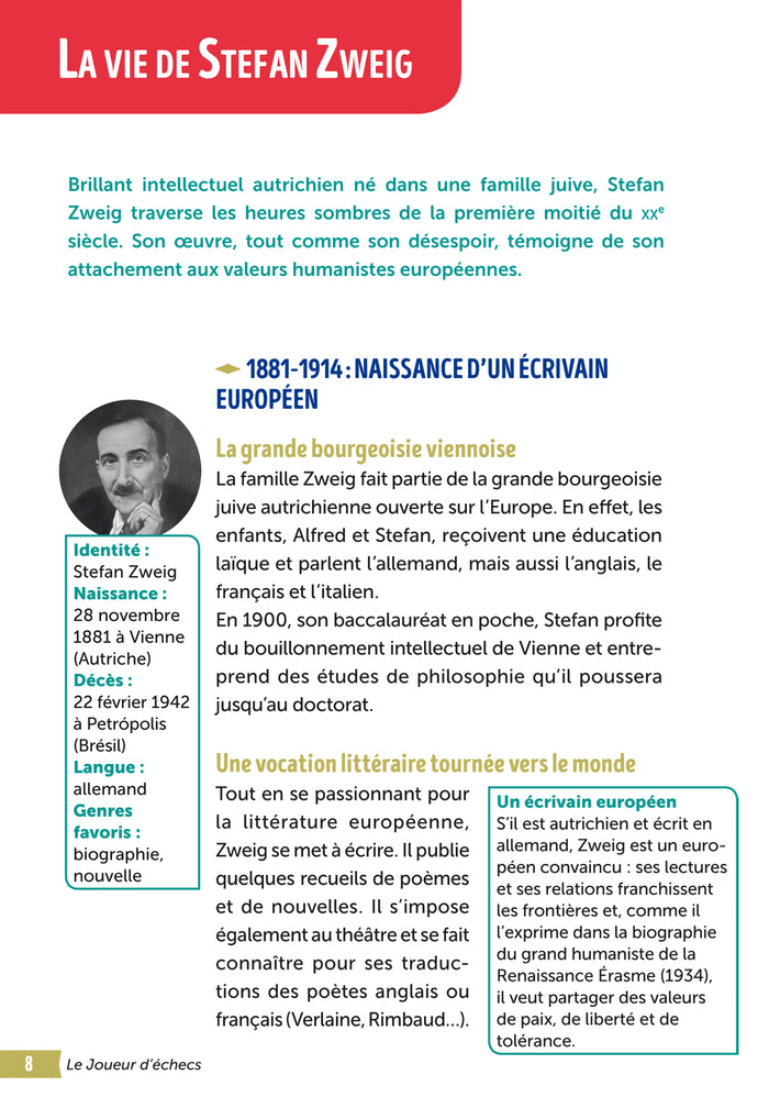 BiblioCollège Le Joueur d'échecs, Stefan Zweig