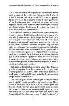 Le roman de Camille Des plaisirs de l'innocence aux affres de la vertu