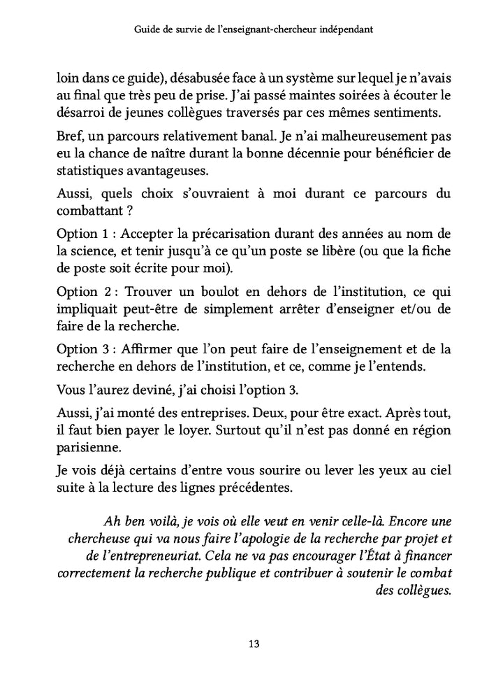 Guide de survie de l'enseignant-chercheur indépendant