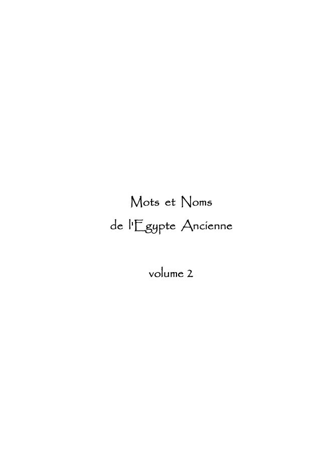 Mots et noms de l'Egypte ancienne