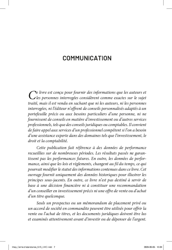 La Corne d'abondance pour investisseur