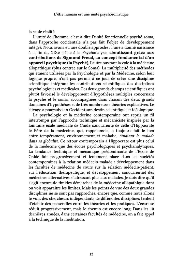 L'être humain est une unité psychosomatique