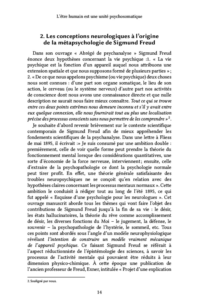 L'être humain est une unité psychosomatique