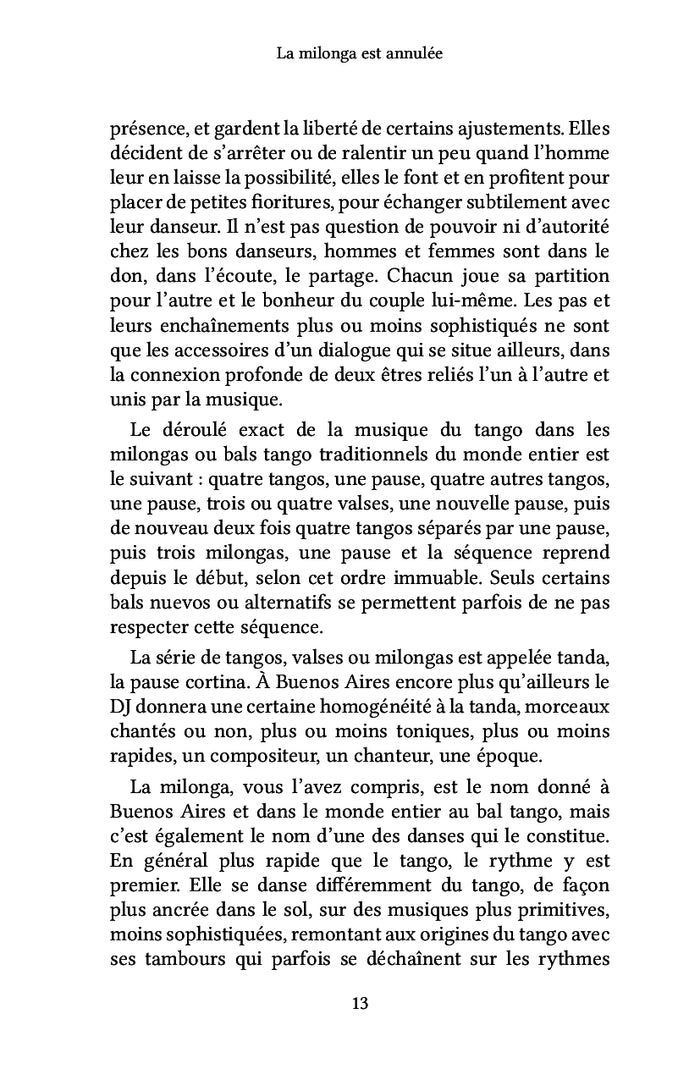 La milonga est annulée