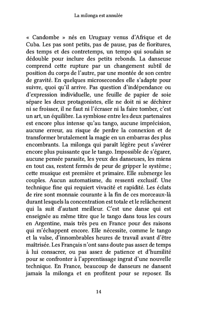 La milonga est annulée