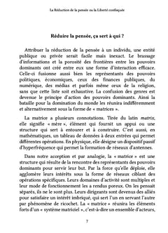 La Réduction de la pensée ou la Liberté confisquée