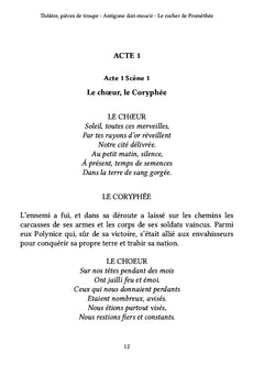 Théâtre, pièces de troupe : Antigone doit mourir - Le rocher de Prométhée