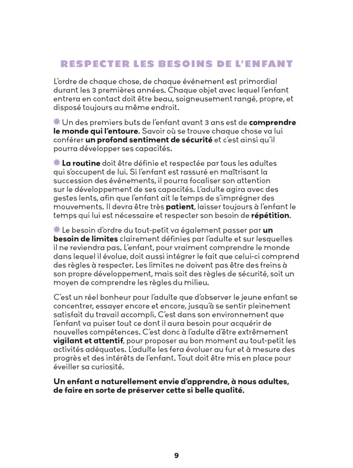 100 activités Montessori avec mon tout-petit 0-3 ans