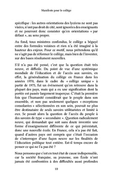 Manifeste pour le collège