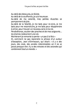 Un pas à la fois, un jour à la fois