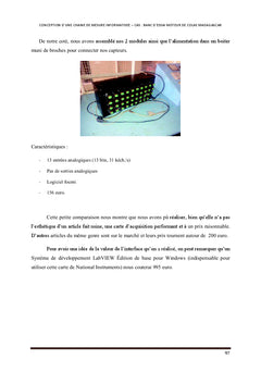 Conception d'une chaîne de mesure informatisee: banc d'essai moteur