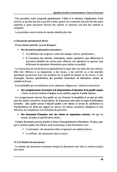 Qualite, Securite et environnement : Cours & exercices