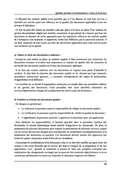 Qualite, Securite et environnement : Cours & exercices