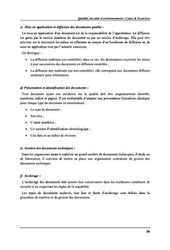 Qualite, Securite et environnement : Cours & exercices